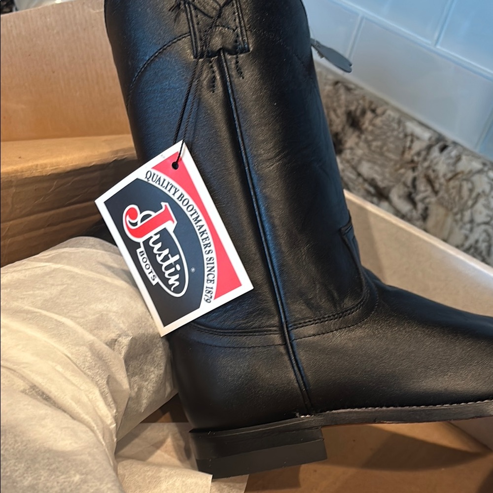 Justin Boots Black Winter Rain Boots Leather